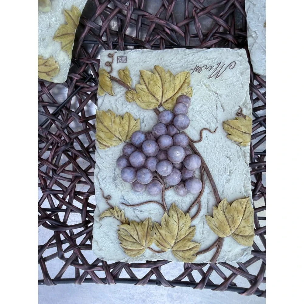 Vintage Cheri Blum 3D Wine Wall Plaques‎ Set of 3 Merlot Chardonnay Sauvignon